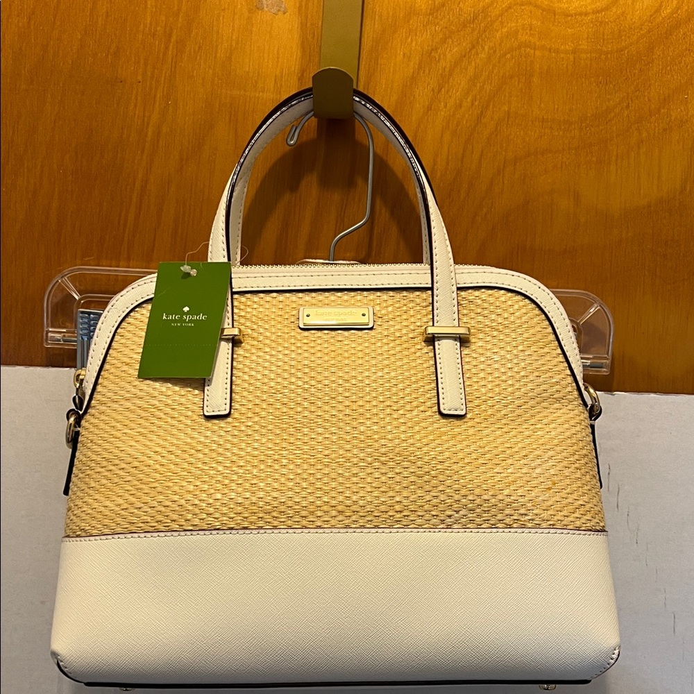 Kate Spade Maise cedar street straw Beige and Cream Satchel